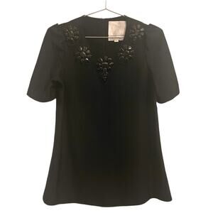Karta Women’s Black Short Sleeve Tunic Jeweled Top Blouse S